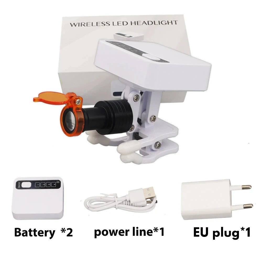 5W Wireless LED HeadLight With Rechargeable Two Batteries Adjustable Light For Dental Loupes Lab Medical MAgnifier Binocular