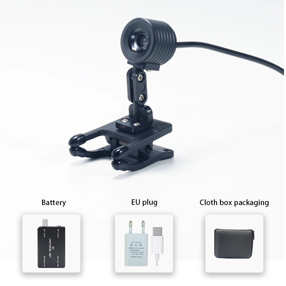 Dental Loupes Surgical Headlight 3W Clip Lamp with Aluminum Casing 110-220V Universal Lighting for Laboratory Use