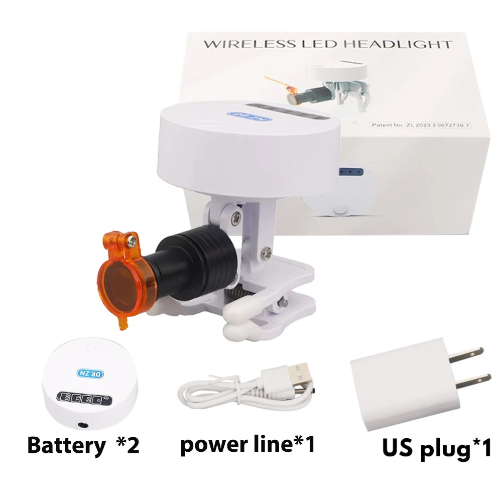 5W Wireless LED HeadLight With Rechargeable Two Batteries Adjustable Light For Dental Loupes Lab Medical MAgnifier Binocular
