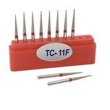 10pcs/Box Dental Diamond Burs Drill Dia-burs for High Speed Handpiece Polishing Tools TC-11F TC-11