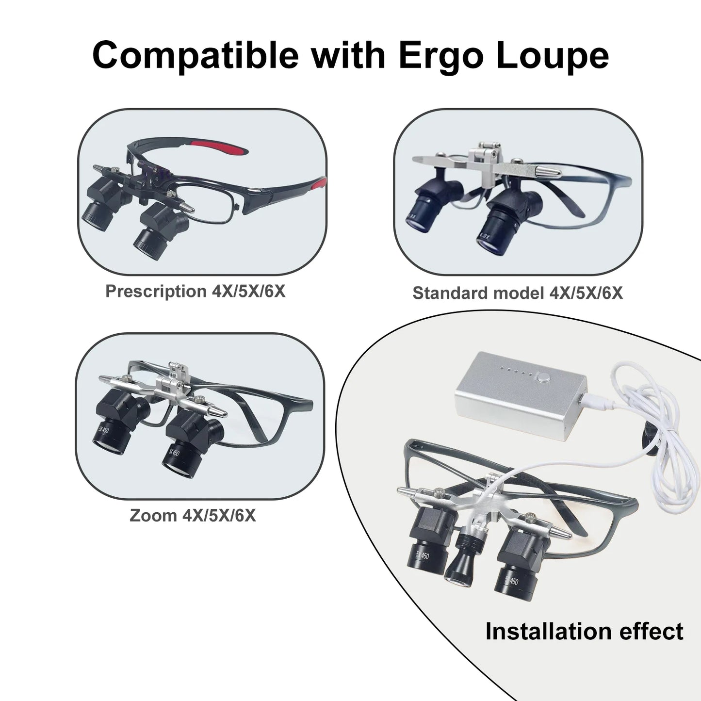 Dental Oral Examination Headlight 5W Adjustable LED Spotlight, Ergo Loupe Headlight, 3500mAh Large Capacity Clip on Battery