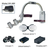 Dental 2.5X 3.5X Loupe Magnification Binocular Surgery Surgical Magnifier with Headlight LED Light Dentist Medical Loupes Lamp
