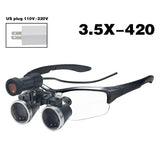 3.5X/2.5X with LED Magnifying Glass Binocular Dental Magnifying Glass Surgical Beauty Medical Magnifying Glass