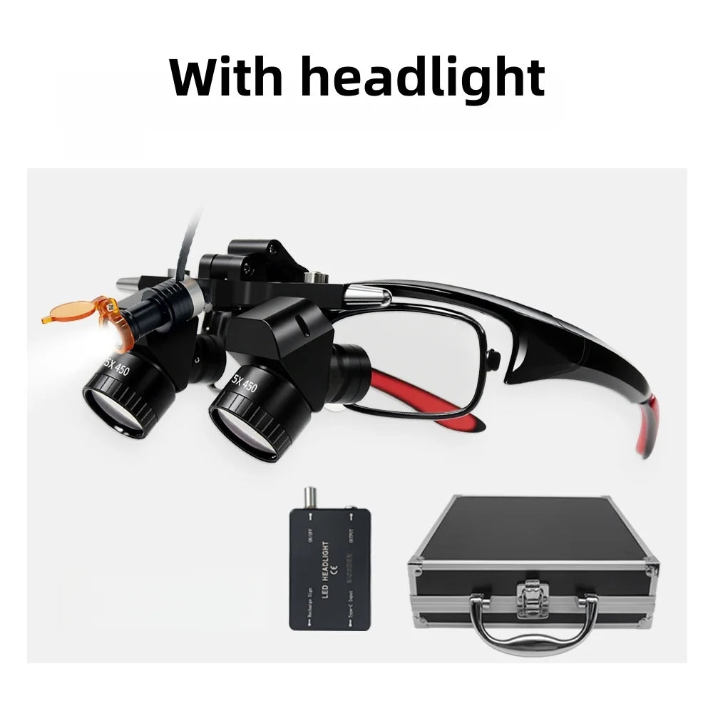 Dental Ergo Loupes 5X Medical Magnifying Glass 48° Optical Loupe Oral Surgery Portable Magnifier With Headlight Dental Equipment
