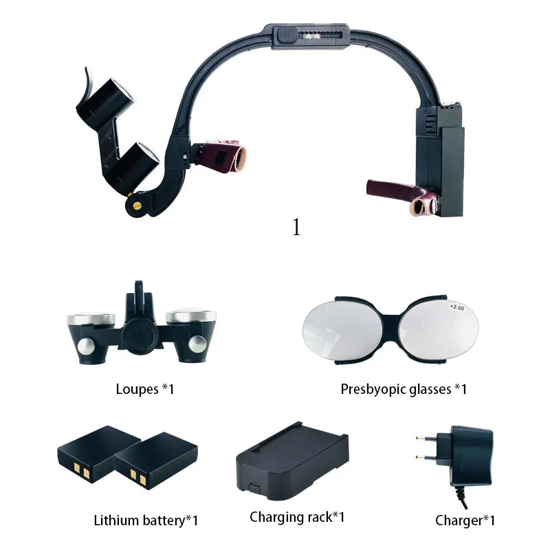 Dental 2.5X 3.5X Loupe Magnification Binocular Surgery Surgical Magnifier with Headlight LED Light Dentist Medical Loupes Lamp