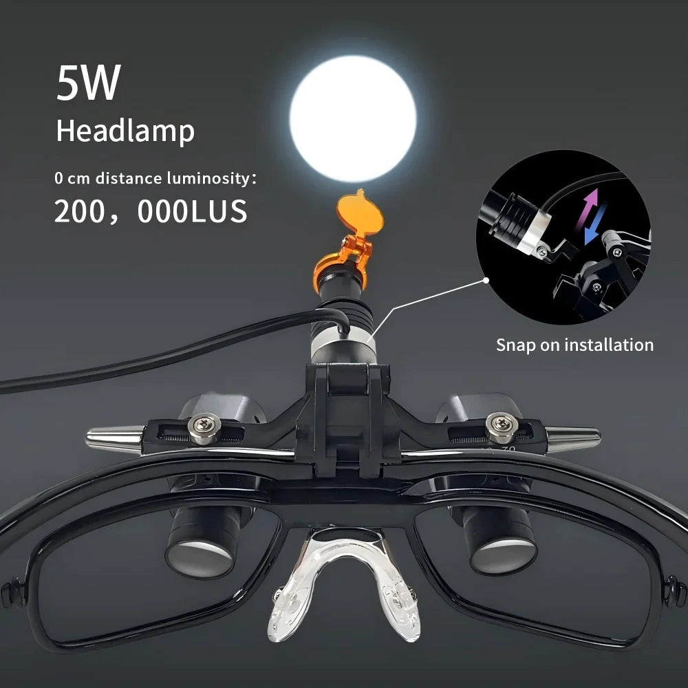 Dental Ergo Loupes 5X Medical Magnifying Glass 48° Optical Loupe Oral Surgery Portable Magnifier With Headlight Dental Equipment
