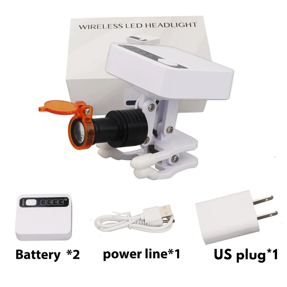 5W Wireless LED HeadLight With Rechargeable Two Batteries Adjustable Light For Dental Loupes Lab Medical MAgnifier Binocular