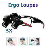 Dental Ergo Loupes 5X Medical Magnifying Glass 48° Optical Loupe Oral Surgery Portable Magnifier With Headlight Dental Equipment