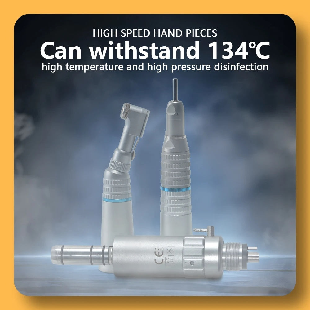 Dental Low Speed Handpiece Contra Angle Straight 2/4 Hole Air Motor Key Type External Water Spray