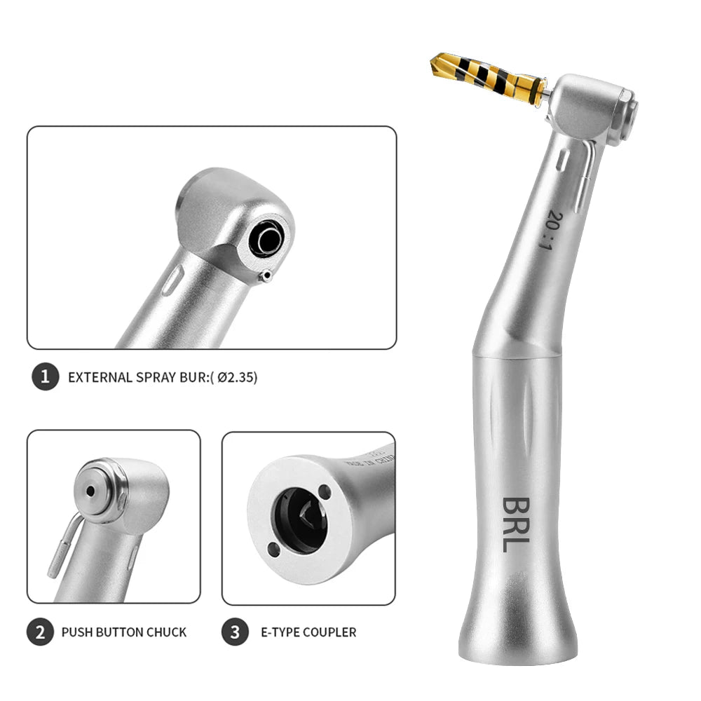 Dental Low Speed Handpiece 20:1 Reduction Implant Surgery Contra Angle Handpiece S-MAX SG20 Air Turbine