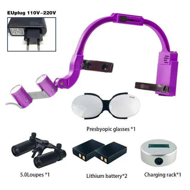Dental 2.5X 3.5X Loupe Magnification Binocular Surgery Surgical Magnifier with Headlight LED Light Dentist Medical Loupes Lamp
