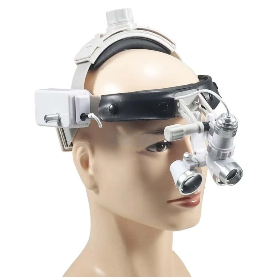 Dental Head-Mounted Binocular Magnifier with Adjustable Light Spot Size Lamp Dental Headlamp with Magnification for Precision Wo