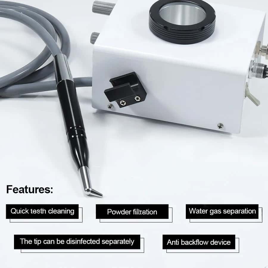 Dental Sandblaster Unit, Handheld Air Flow Teeth Polisher & Whitening Tool Sandblasting Gun for Plaque Removal and Oral Care