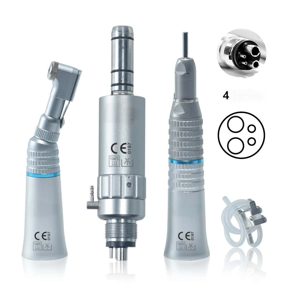 Dental Low Speed Handpiece Contra Angle Straight 2/4 Hole Air Motor Key Type External Water Spray