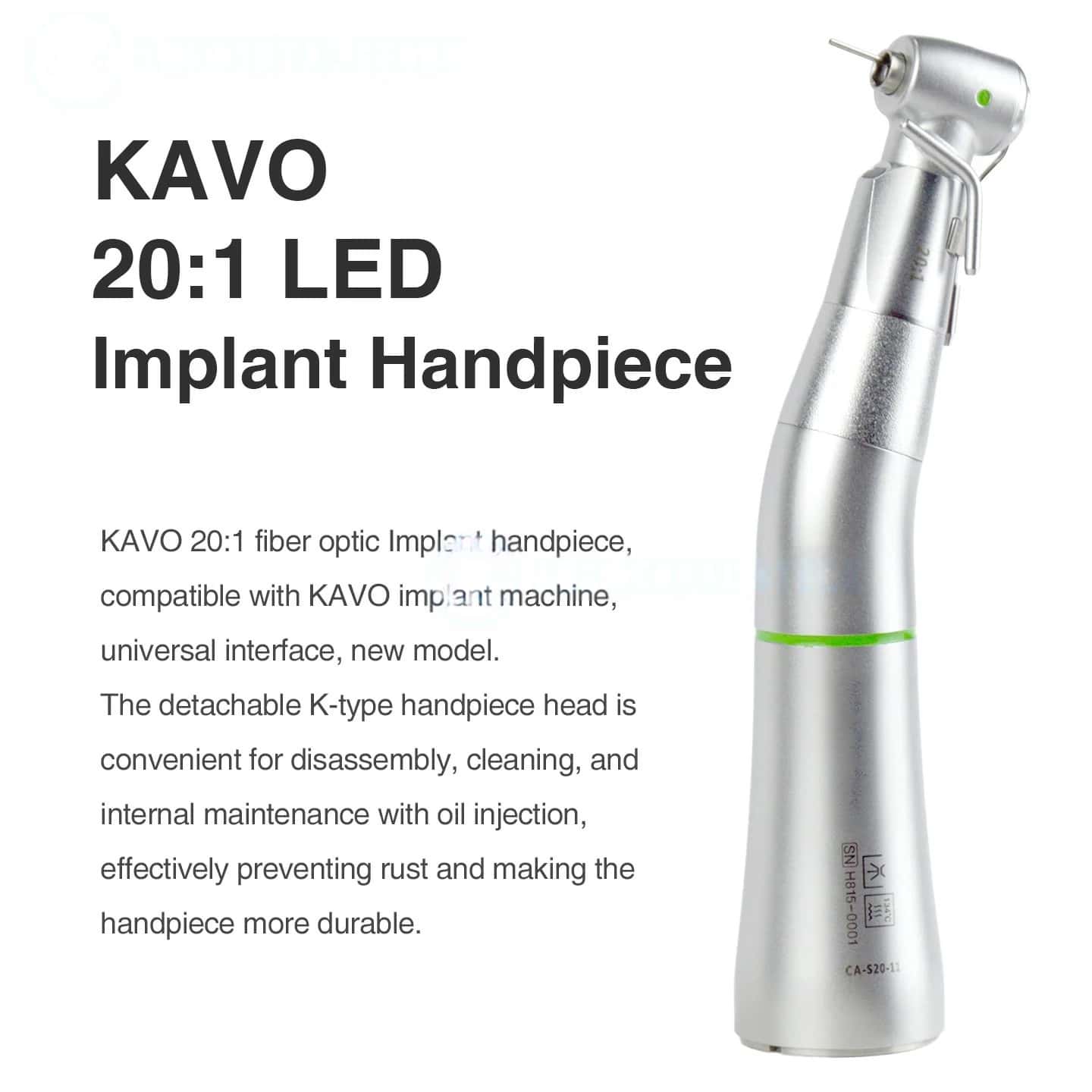Dental KAVO Type 20:1 fiber optic implant Handpiece compatible with KAVO implant machine Dentistry K-type head handpiece