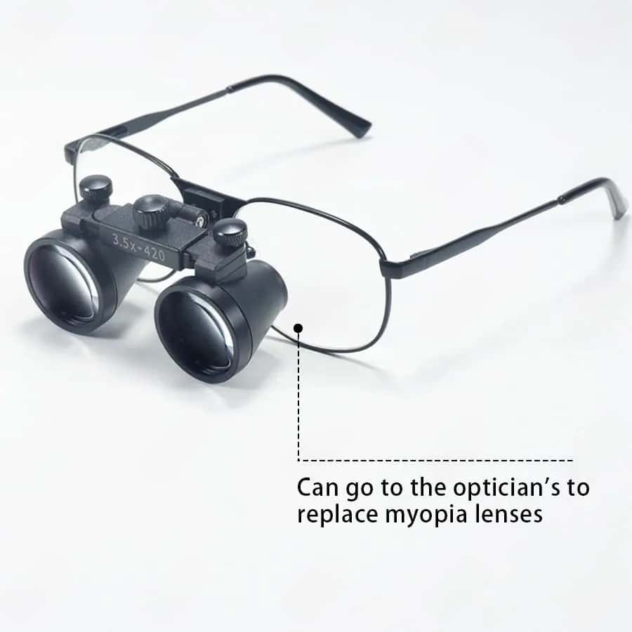 Dental Loupe Dental Lab Medical Loupe Dental Magnifier Dentists 2.5 3.5x420mm Metal Eyeglass Frame Fabric Box