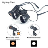 Dental Loupe With Lamp 2.5x 3.5x Magnification Metal Frame  Lab Medical Magnifier with Fabric Box for Dentists Focus
