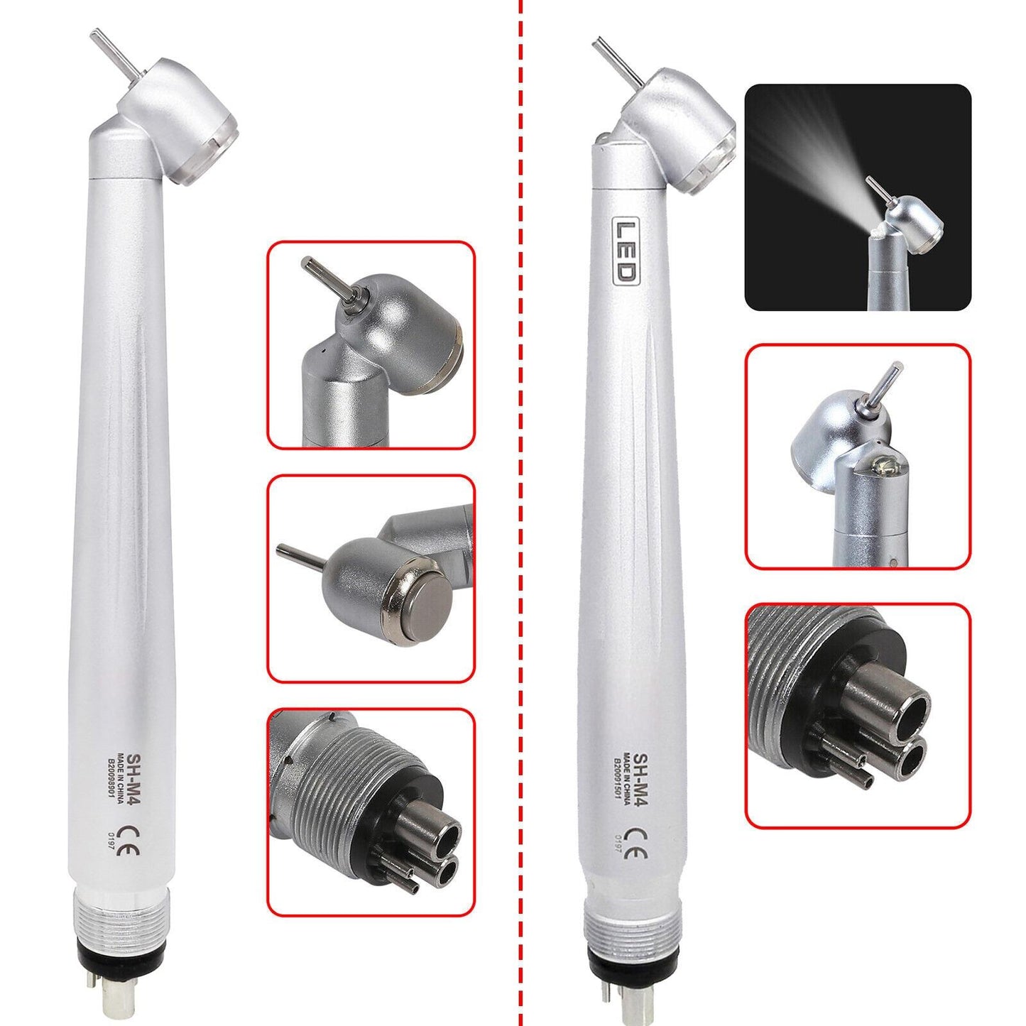 NSK Style Dental Surgical 45° Degree/ LED High Speed Handpiece Turbine 2/4 Holes