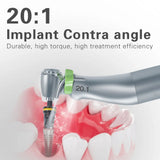 Dental 20:1 Reduction Speed Implant Surgery Contra Angle Handpiece with Fiber Optic for Implant Motor Dental Supply