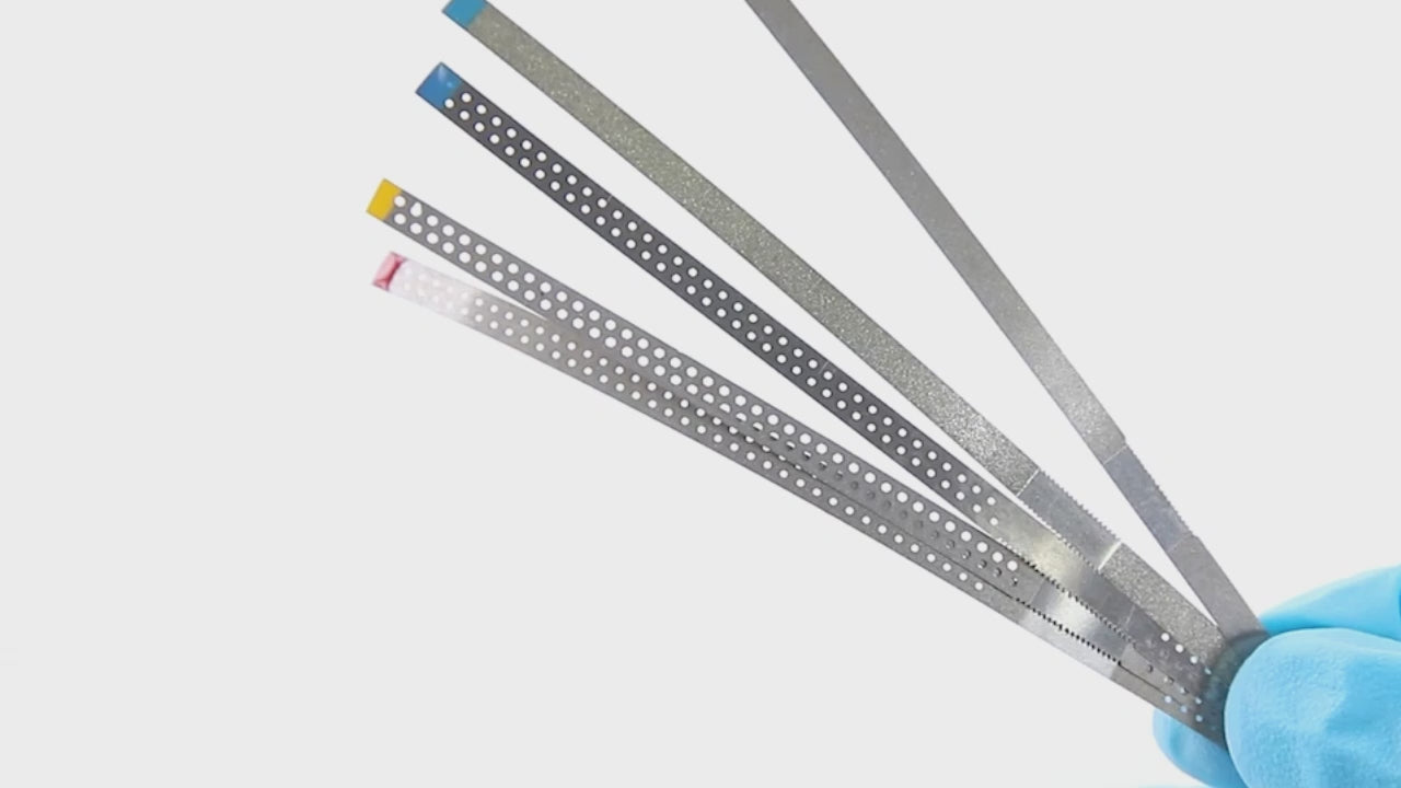 EXP Dental Diamond Polishing Strips 5pc Stainless Steel Orthodontic IPR Strip Fine Medium Single/Double Side Composite Polish